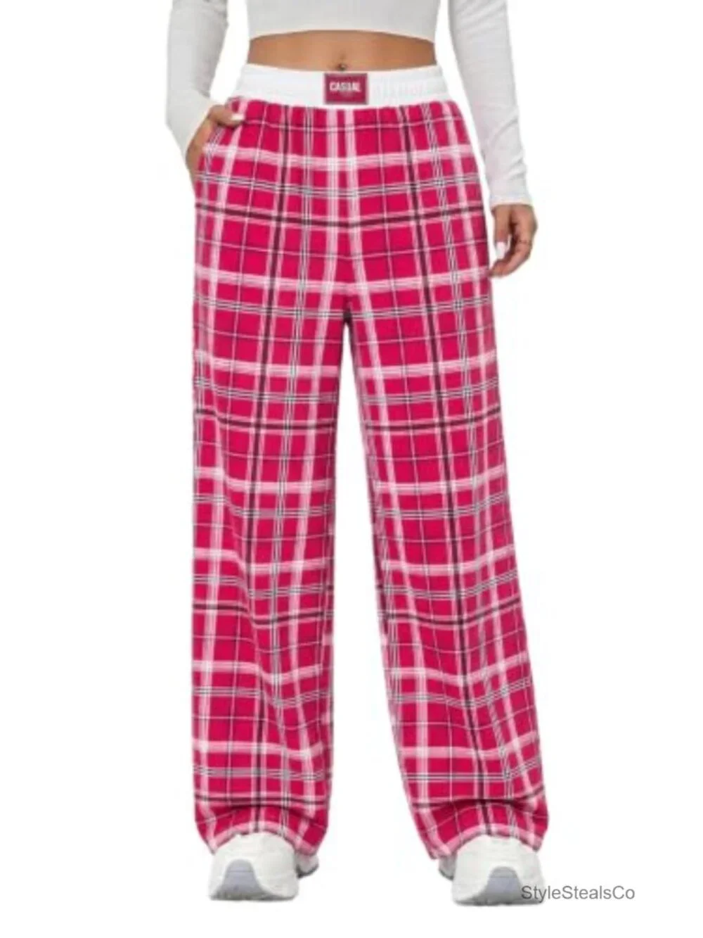 Wide Leg Sweatpants with Pockets Elastic High Waisted Lounge Pants Loose Baggy